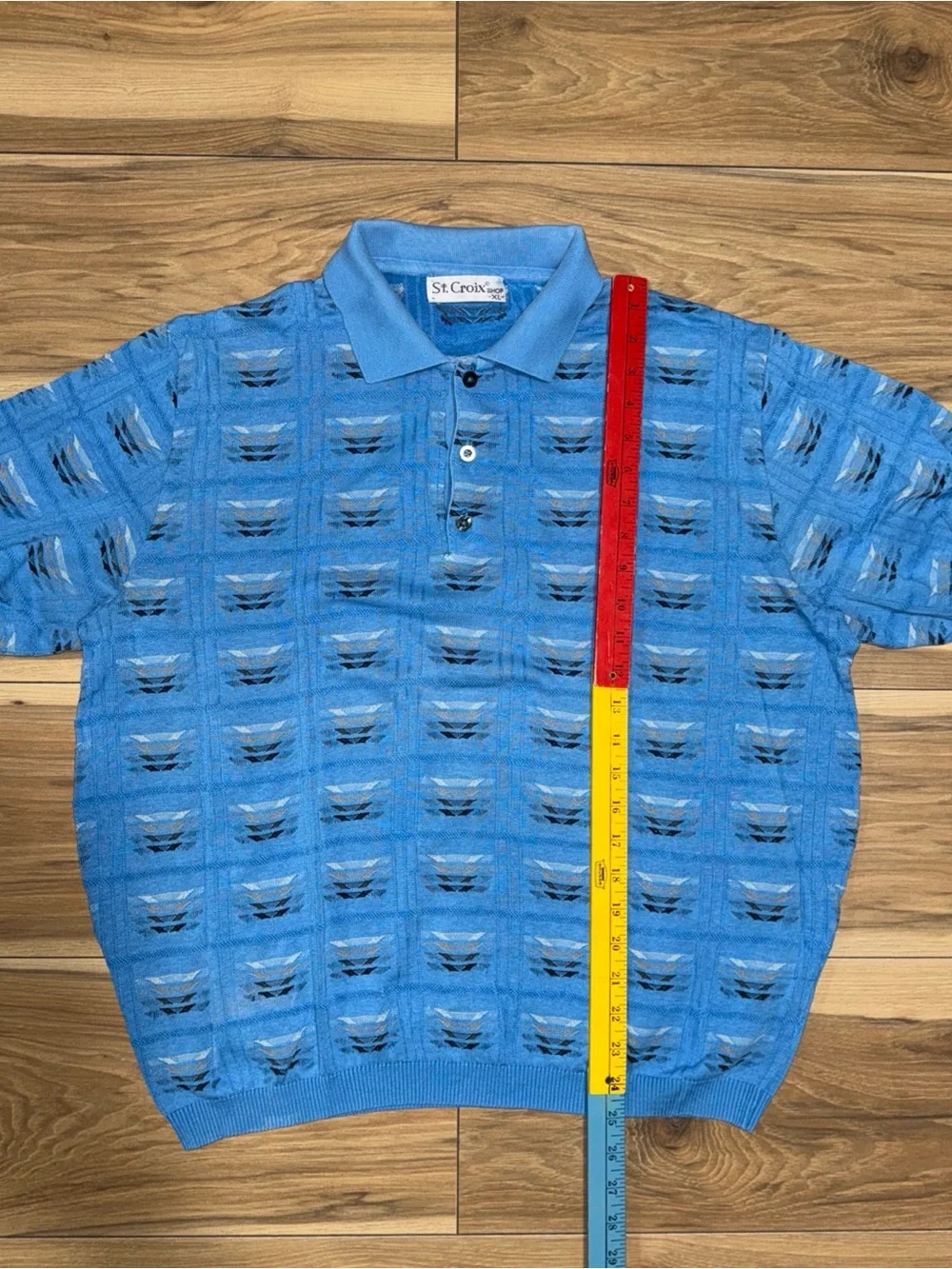 St. Croix Polo Shirt Mens XL Knits Cotton Tencel Textured Stripe Vintage Blue